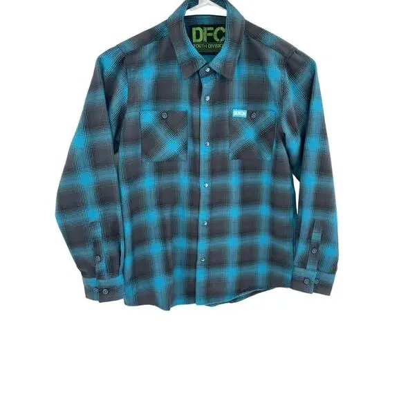 Dixxon Flannel Co Shirt Youth Division Pearl Snap Shadow Plaid Youth Size Medium - Picture 3 of 11